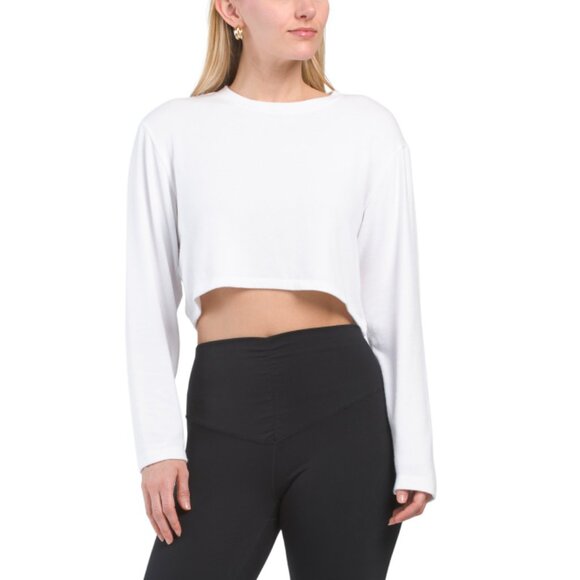 ANDINE White Made In Usa Maeve Cropped Long Sleeve Tee